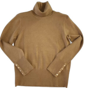 JM Collection Brown Knit Turtleneck Sweater Size S